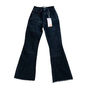 Ymi Girl Black Denim Jeans Bootcut Raw Hem Size 7 NWT